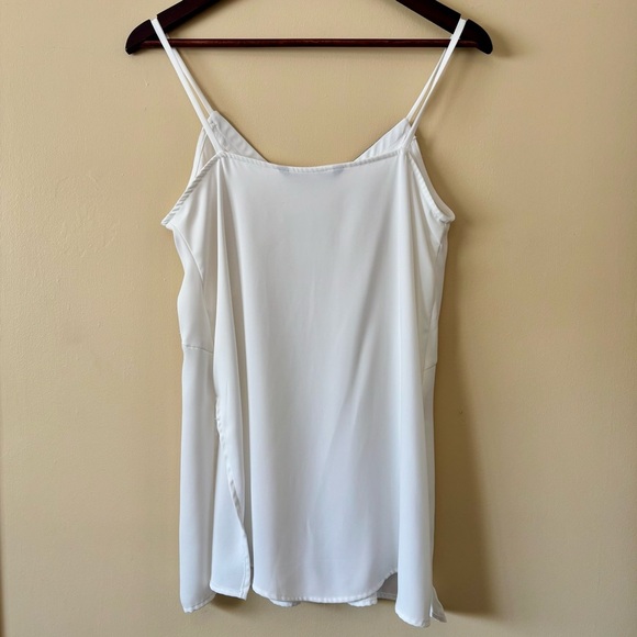 Zara| Cocktail/Party White Satin-y Cami Top Trimmed w/Black Rhinestones Sz S - Picture 4 of 4